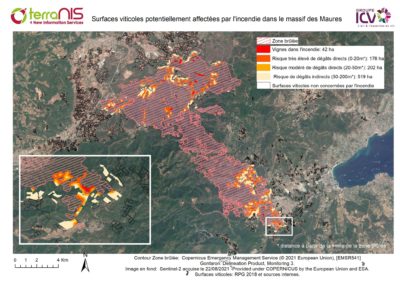 Cartographies des impacts des feux de forêts sur les vignobles du Var